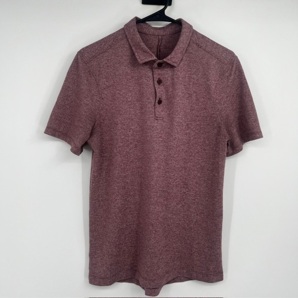 Lululemon Evolution Mens Small Heathered Burgundy Maroon Short Sleeve Polo Shirt